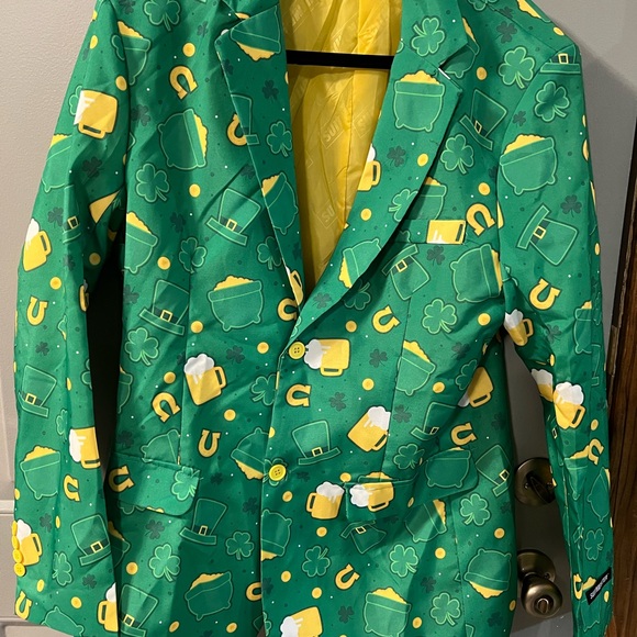 Green Patterned Men's Blazer Size Medium St. Patricks Day - Picture 1 of 3